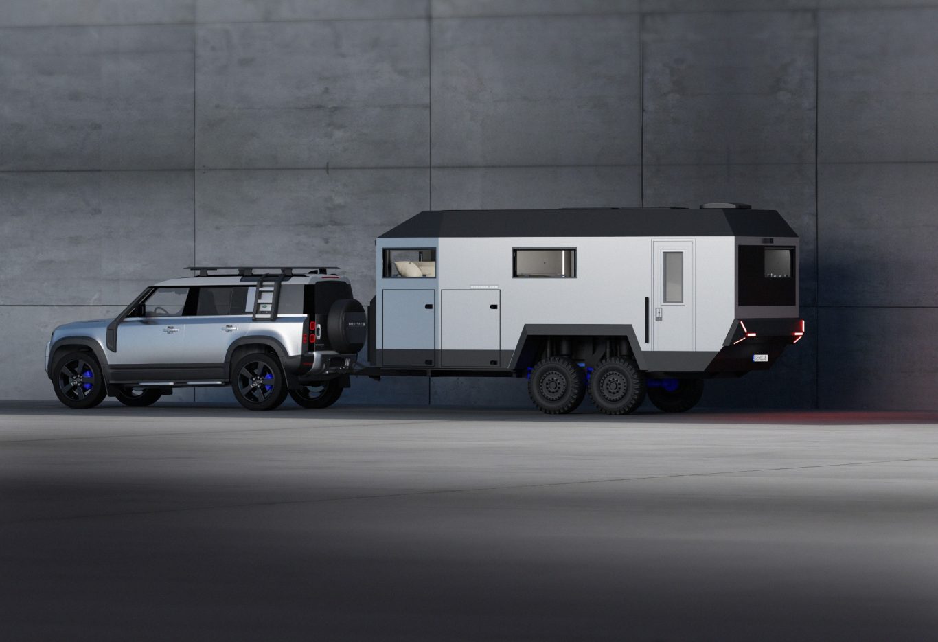 EDGE Explorer Offroad Expeditionsanhänger hinter Land Rover Defender