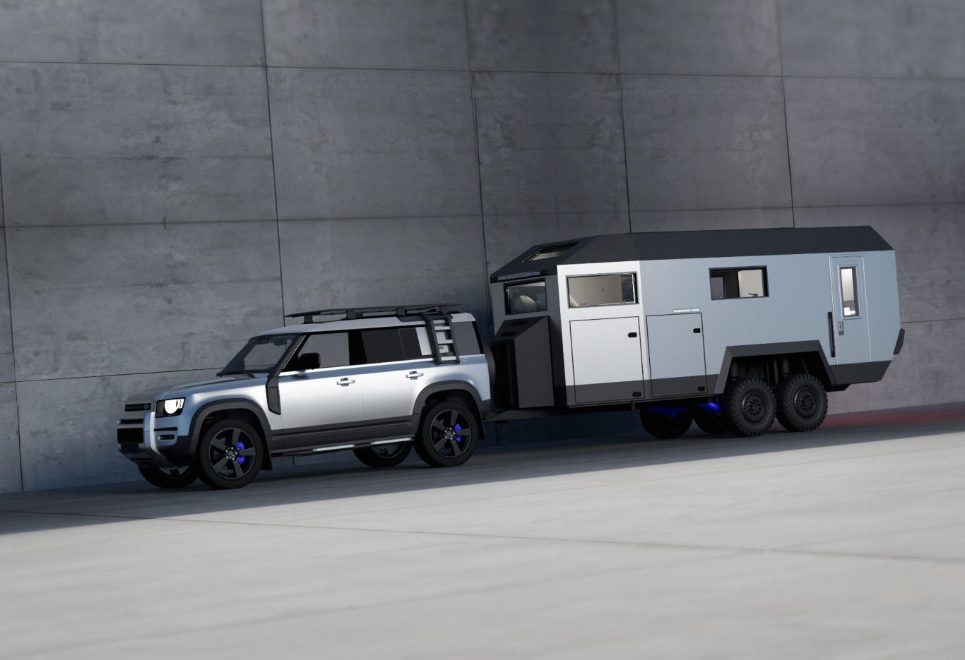 EDGE Explorer Offroad Expeditionsanhänger hinter Land Rover Defender