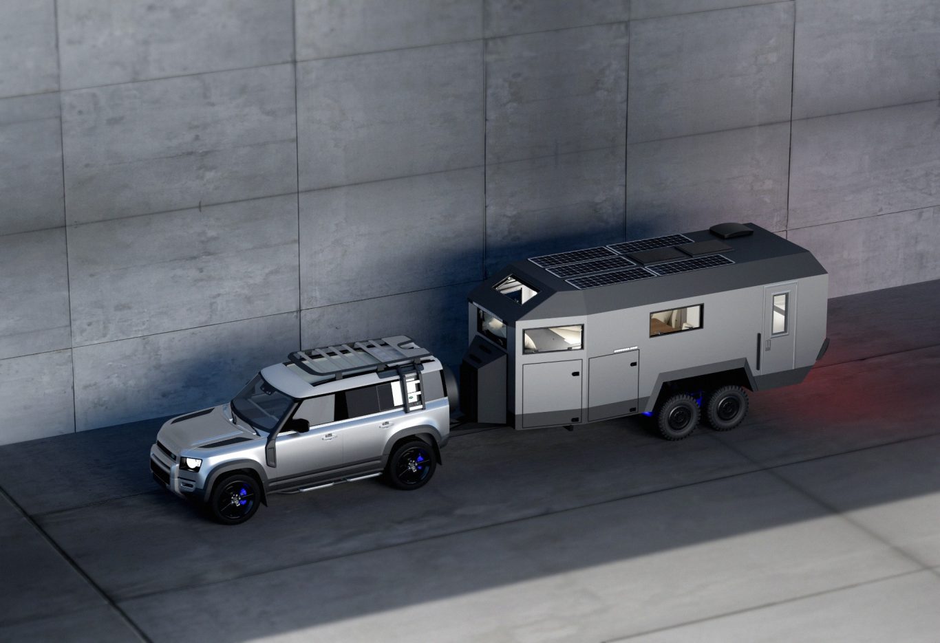 EDGE Explorer Offroad Expeditionsanhänger hinter Land Rover Defender