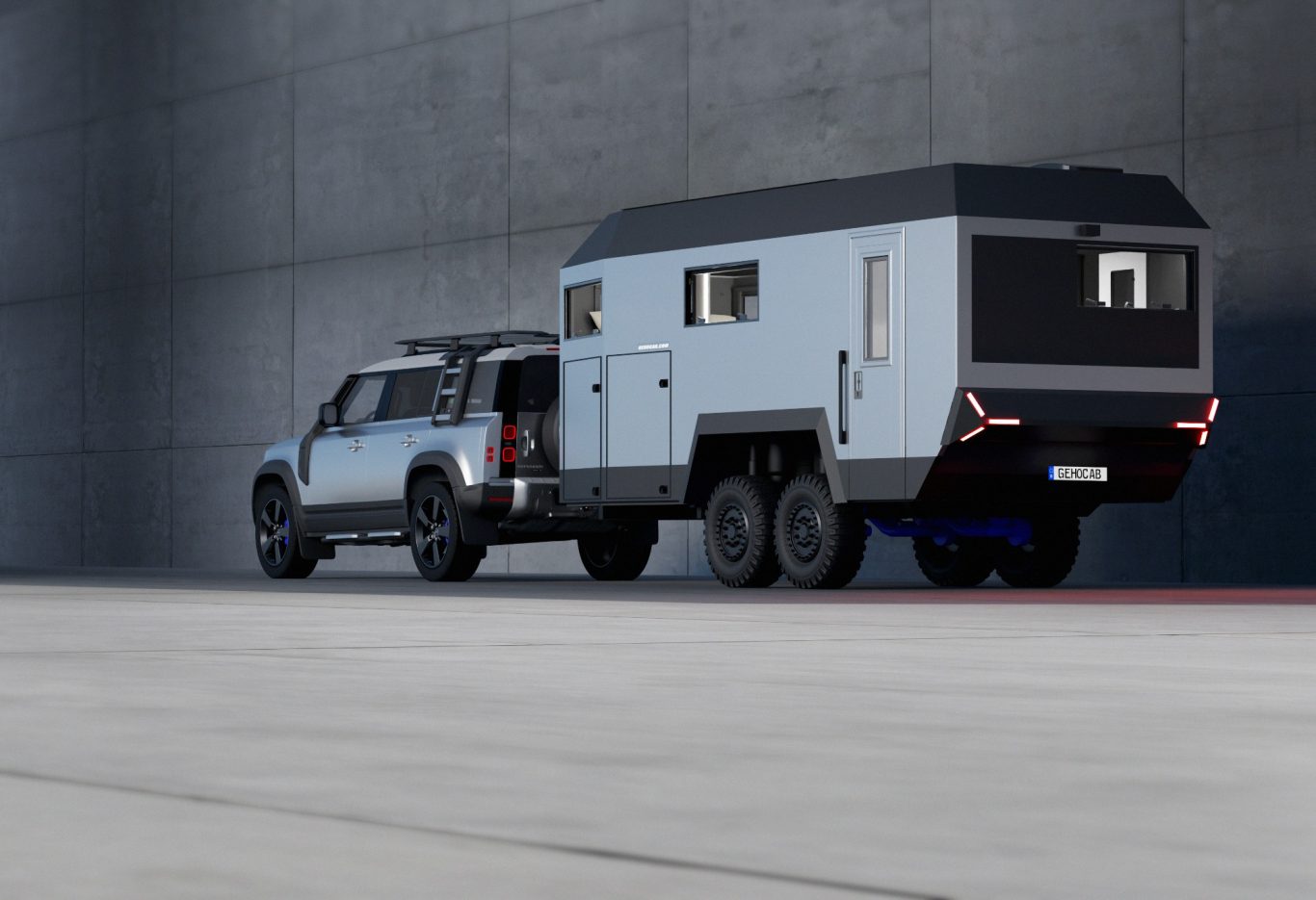 EDGE Explorer Offroad Expeditionsanhänger hinter Land Rover Defender